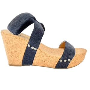 Lucky Brand navy wedge Marinah sandals sz 8.5